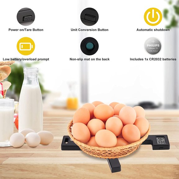 GVDCC-Compact Folding Digital Kitchen Scale, Highly Accurate Portable Food Scale with LCD Display, Auto Power Off and Tare Features, for Measuring Intake of Healthy Eating People (Black)