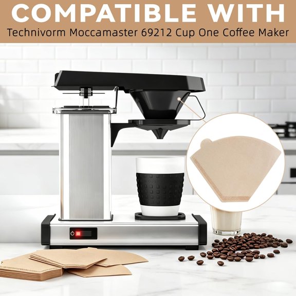 GVDCC -Cone Coffee Filters Compatible with Moccamaster Coffee Machine, 200 Pcs Disposable Unbleached Filter Paper for Technivorm Moccamaster 69212 Cup One