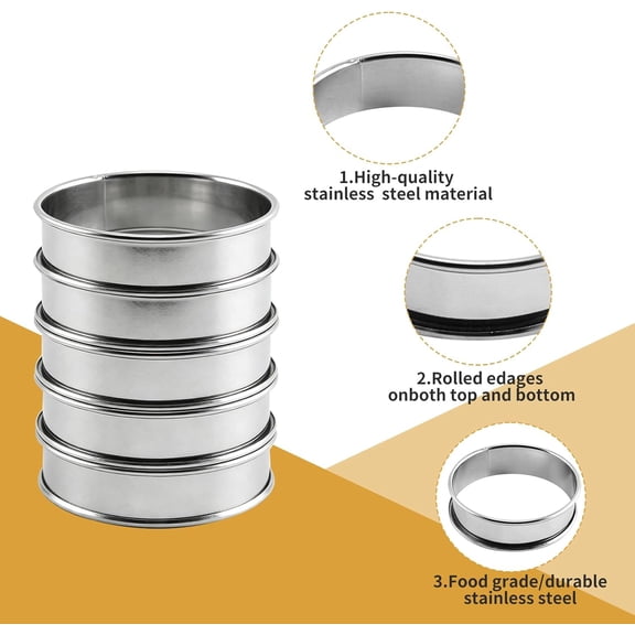 GVDCC-Crumpet Rings, 10Pack English Muffin Ring, Outer diameter 4 Inch+3.2Inch Food-Grade Stainless Steel Tart Rings. More Convenient to Take the Food of The Bakery Ring Mold.