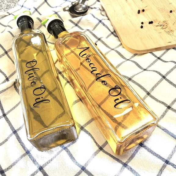 GVDCC-Cursive Olive Oil & Vinegar Bottle Labels, Minimalist Waterproof Kitchen Container Label Set
