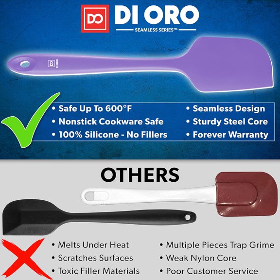 GVDCC-DI ORO Silicone Spatula Set - Rubber Kitchen Spatulas for Baking, Cooking, & Mixing - 600F Heat-Resistant & BPA Free Silicone Scraper Spatulas for Nonstick Cookware - Dishwasher Safe (3pc, Lav