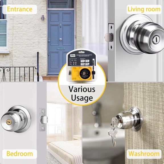 GVDCC-Deadbolt Door Lock Installation Kit with Hole Saw - Door Knob Installer Tool (Yellow)