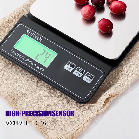 GVDCC-Digital Food Scale 0.5g/0.1oz Kitchen Scale - 11lb 5 Units Tempered Glass & Stainless Steel - Food Weight Scale Grams and Ounces for Cooking, Baking