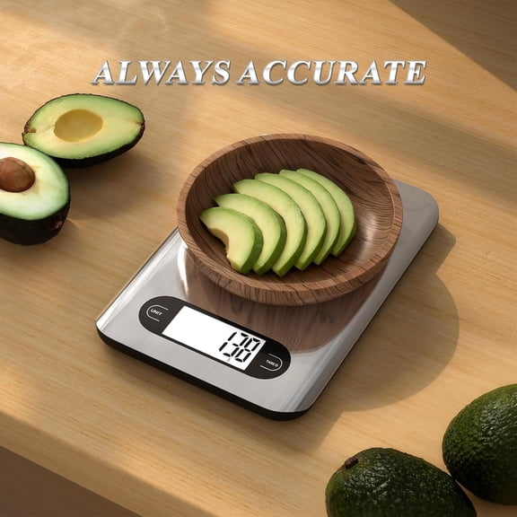 GVDCC-Digital Kitchen Scale, 17 Pounds Capacity Food Scale with LCD Display, Weight Grams and Ounces for Cooking and Baking, Stainless Steel Platform, Anti-Splash