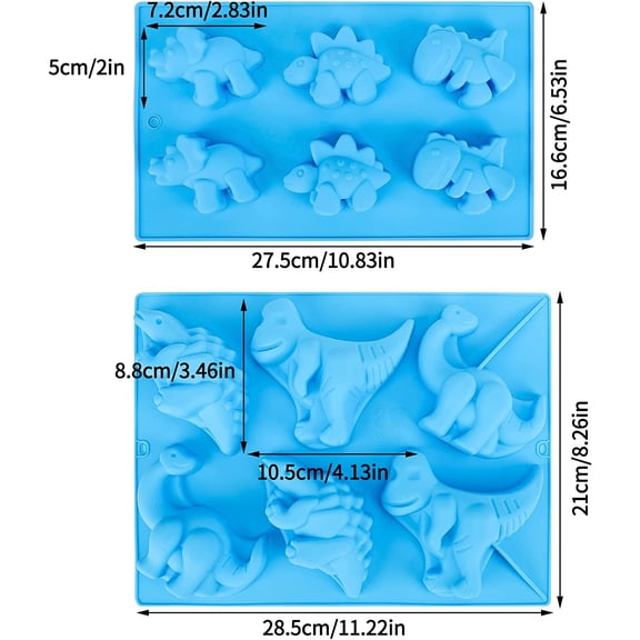GVDCC-Dinosaur Soap Mold, 2 Pack 3D Silicone Mat Mini Chocolate Cake Fondant Candy Cookie Baking Making Clay Ice DIY Hard Resin Gummy Cube Tray Set Decoration Handmade Craft Bear Shape