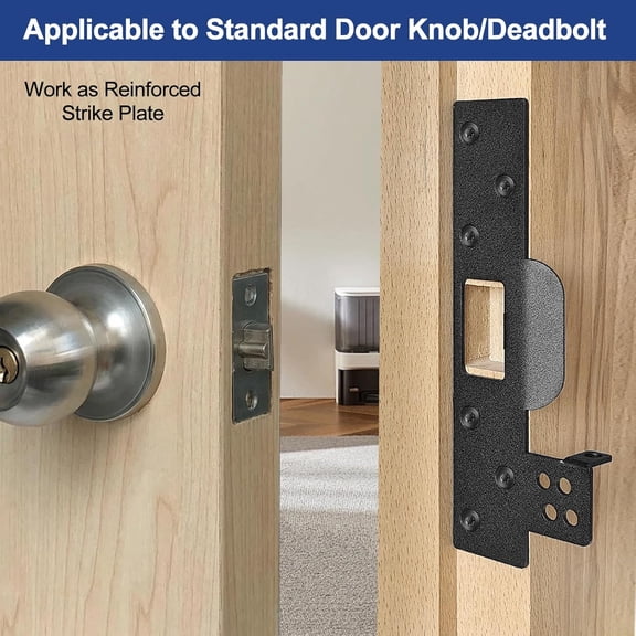 GVDCC-Door Barricade Strike Plate, with Locking Pins, Forced Entry Resistance, Anti-Theft Reinforcement for Home/Apartment/Bedroom, Heavy Duty Striker