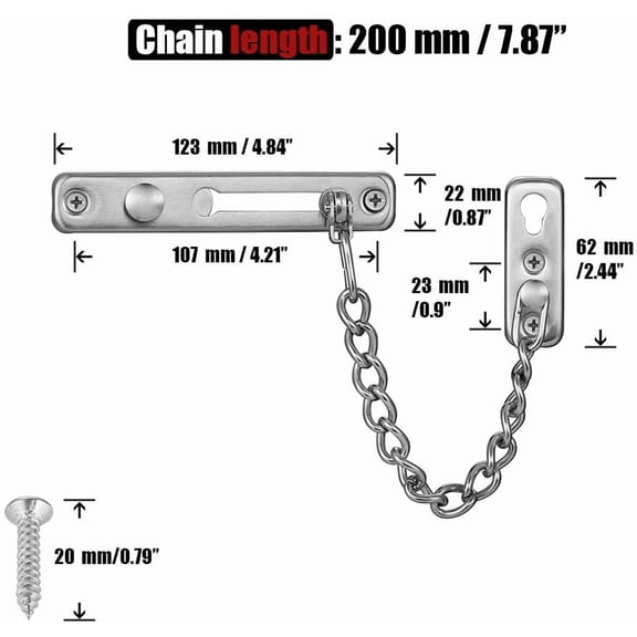 GVDCC-Door Chain Lock, Stainless Steel Door Guard with Spring Anti-Theft Press Lock, Brushed, HDC100-BN