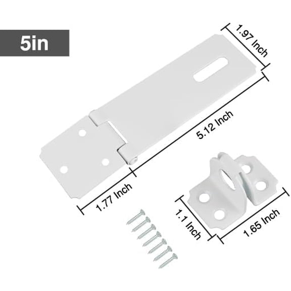 GVDCC-Door Hasp Locks Latch,5 Inch SUS 304 Stainless Steel Packlock Clasp Hasp Lock Latch,Hinge Lock Padlock with Screws for Doors, White Finish 1 Pack