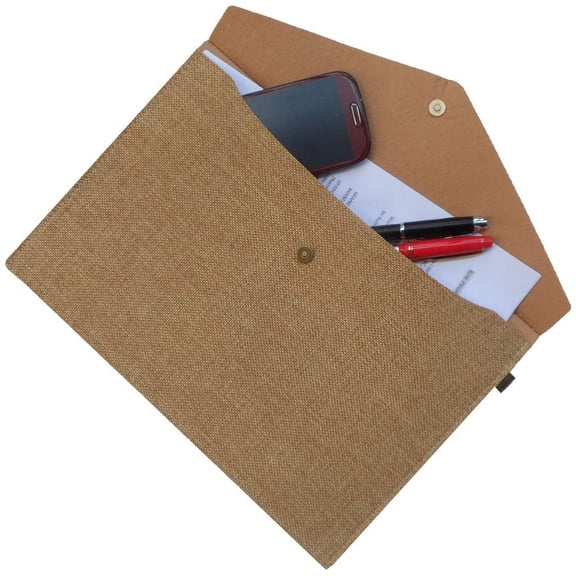 GVDCC-Durable A4 File Folder Document Holder Portfolio Envelope Felt Folder Case with Snap Closure Set of 2 Beige and Brown