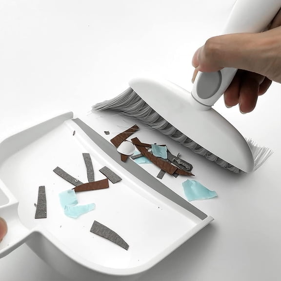 GVDCC-Dust pan, Mini Dustpan and Brush Set, Small Broom and Dustpan Set, Small Hand Broom and dust pan Set, Whisk Broom, Dust pan and Brush for Desk, Table, Home, Kitchen Necessities (Gray 2pcs)