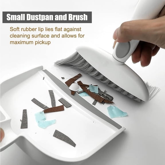 GVDCC-Dust pan, Mini Dustpan and Brush Set, Small Broom and Dustpan Set, Small Hand Broom and dust pan Set, Whisk Broom, Dust pan and Brush for Desk, Table, Home, Kitchen Necessities (Gray 3 pcs)