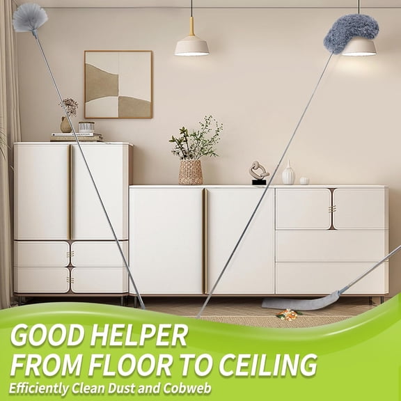 GVDCC-Duster with Extension Pole, Skinny Duster/Under Appliance Cleaning Tool & Spider Web Brush & Ceiling Cleaner, 100" Microfiber Feather Cleaner with Washable Head for Fan Furniture Wall