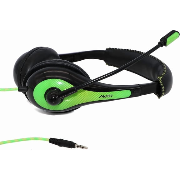 GVDCC -Education AE-36-GR Stereo Classroom Computer Headset with Boom Microphone, Single TRRS Plug, Green