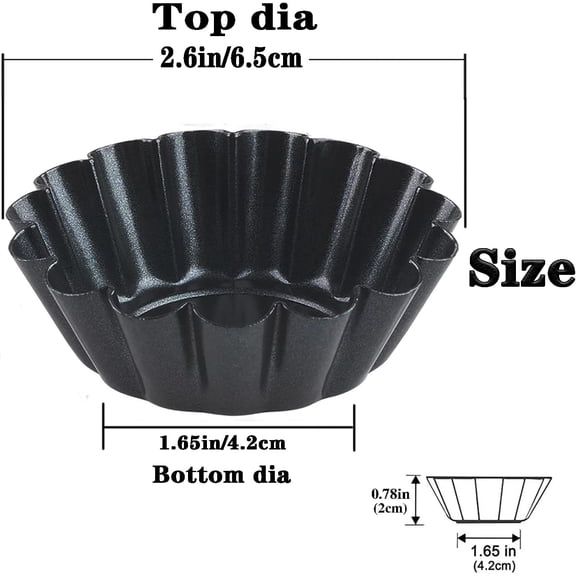 GVDCC-Egg Tart Molds 12PCS Tart Pan 2.6inch, Mini Carbon Steel Non Stick Tart Pans, Tart Molds For Baking (2.6 inch)