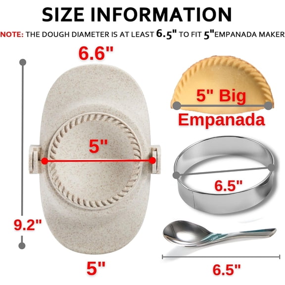 GVDCC-Empanada Maker Press, 5 Inch Extra Large Dumpling Maker Set with Dough Cutter, Dumpling Mold Set for Pierogi, Pastelitos, Calzone, Turnovers, Chinese Dumpling 5"