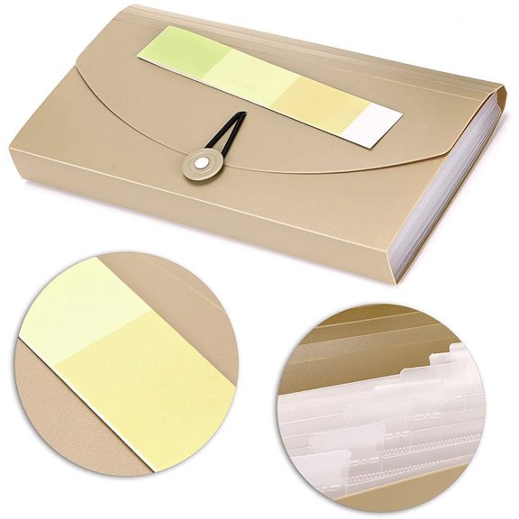 GVDCC-Expanding File Folder - 13 Pockets Small Accordion Card and Ticket Holder, Document Organizer Wallet Case for Business, Check, Bill Storage, Khaki