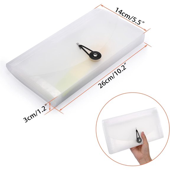 GVDCC-Expanding File Folder New 13 Pockets Small Accordion File Expandable Card Ticket Holder Storage Folder Plastic Wallet Case (White Translucent)