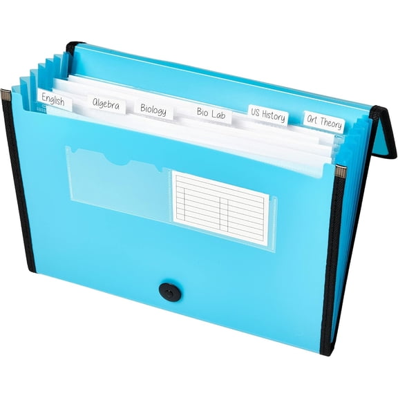 GVDCC-Expanding File Folder Organizer, 7-Pocket Accordion File Organizer, Aqua, Holds 425 Letter/A4-Size Sheets (73551)