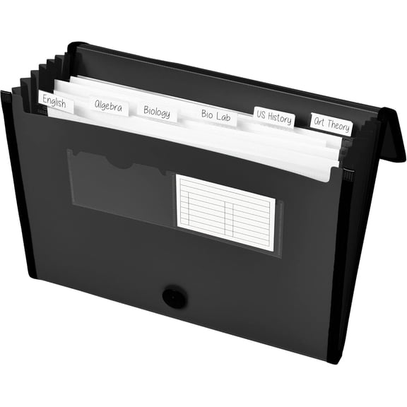GVDCC-Expanding File Folder Organizer, 7-Pocket Accordion File Organizer, Black, Holds 425 Letter/A4-Size Sheets (73550)