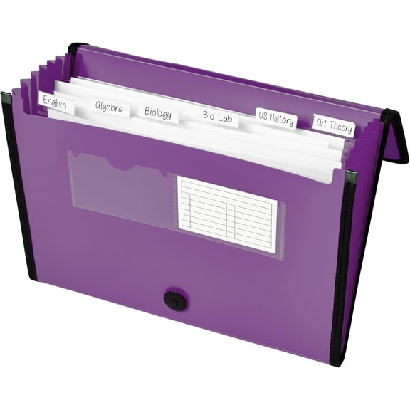 GVDCC-Expanding File Folder Organizer, 7-Pocket Accordion File Organizer, Plum, Holds 425 Letter/A4-Size Sheets (73552)
