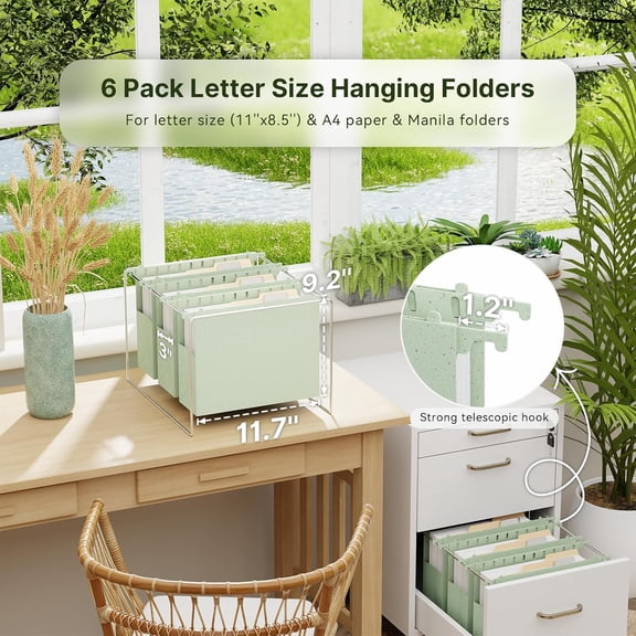 GVDCC-Extra Capacity Hanging File Folders Letter Size,3 Inch Expandable File Folders for Filling Cabniet, 6 Pack Plastic File Folders Hanging with Tabs,Designed for Bulky Files, Medical Charts