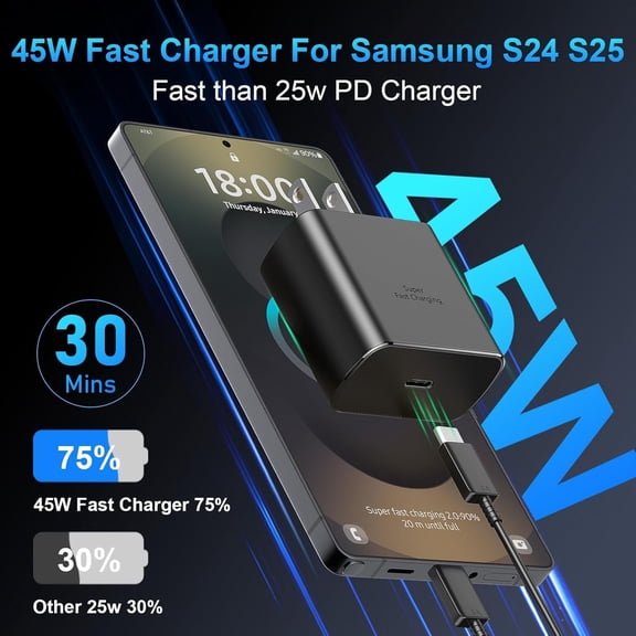 GVDCC -Fast Charger USB C 45W Phone Type C Charger with 6 ft Android Fast Charging Cable Cord for Samsung Galaxy S26 Ultra/S26/S26+/S25 Ultra/S25/S24/S23 Ultra/S22 Ultra/S20 Ultra/Note 10 Plus (2, 2)