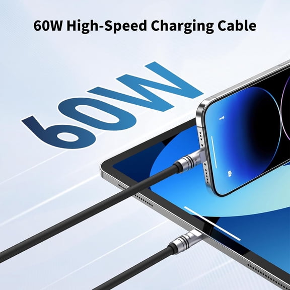 GVDCC -Fast Charging Cable Type-C to Type-C, 60W USB C Cable Extra Thick Silicone Durable Phone Charger Cord Data Transfer Cord for Phone 17/16, Tablet, Laptop, 4 FT Black