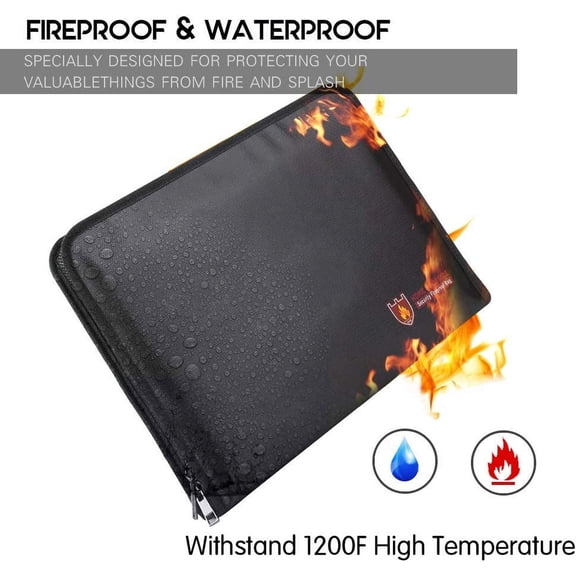 GVDCC-Fireproof Document Bag Fire & Water Resistant File Folder A4 Size 12 Pockets Fireproof Waterproof Safe Document Holder, Non-Itchy Silicone Coated Portable Filing Pouch for Legal Document(Clear)