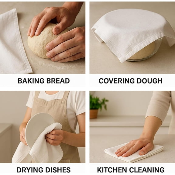GVDCC-Flour Sack Towels | Tea Towel for Crafts | Kitchen | Dish | Cotton Blank Towel for Embroidery | Baking Bread Proofing Linen Cover | Thick Absorbent Quick Dry | 2 Pack 28"x28" Natural