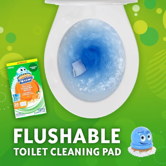GVDCC-Flushable Toilet Bowl Wand Cleaner Refills, Fresh Brush Cleaner Toilet Refill Pads, Removes Limescale & Odors, Citrus Scent, 20 Count (Pack of 2)