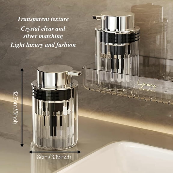 GVDCC-Foaming Hand Soap Dispenser, Soap/Lotion Dispenser for Bathroom or Kitchen, Refillable Translucent Gray Plastic Foaming Soap Dispenser with Large Pump (Clear)