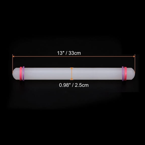 GVDCC-Fondant Rolling Pin 13 Inch x 0.98 Inch Adjustable Guide Rings Non-Stick PP Plastic Fondant Roller Dough Roller Kitchen Decorating Tools for Cookie Pastry Pizza Clay