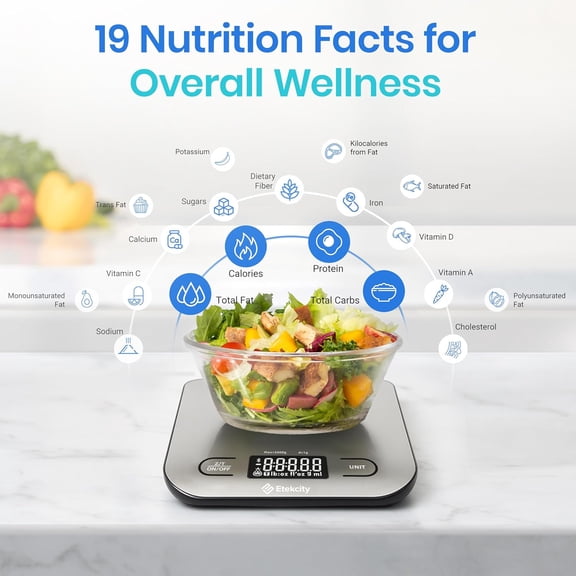 GVDCC-Food Nutrition Kitchen Scale, Digital Grams and Ounces for Weight Loss, Baking, Cooking, Keto and Meal Prep, Large, 304 Stainless Steel