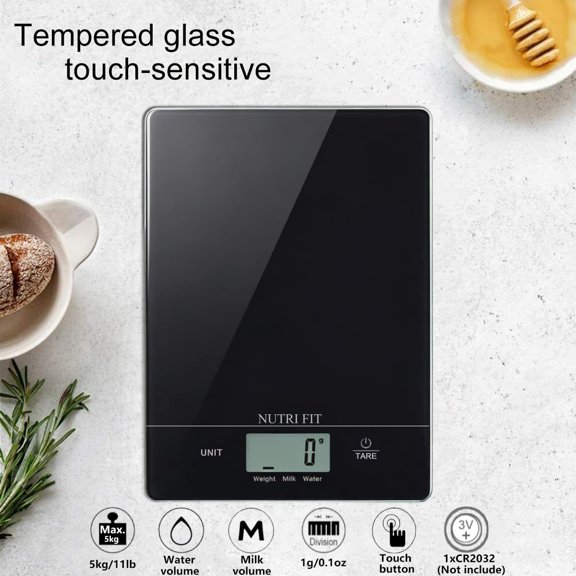 GVDCC-Food Scale, 11lbs Ultra Slim Digital Kitchen Scale with Sturdy Tempered Glass, 1g/0.1oz Precise Graduation for Cooking, Baking, Weight Loss