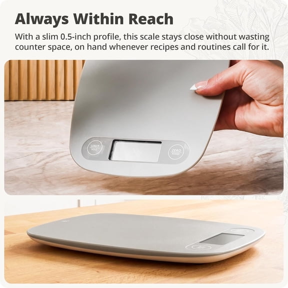 GVDCC-Food Scale Digital Kitchen Scale, 1g Precision, Easy-Tare & Quick Conversion, Slim Compact Design, Durable & Portable | Ideal for Cooking, Baking & Meal Prep (Ash Gray)