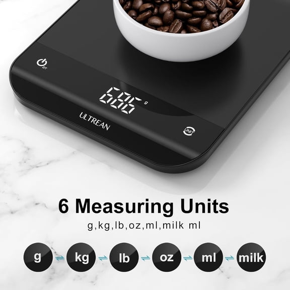 GVDCC-Food Scale, Digital Kitchen Scale with LED Display, Weight Grams and Ounces for Baking Cooking, 6 Units with Tare Function, 11lb (Batteries Included)