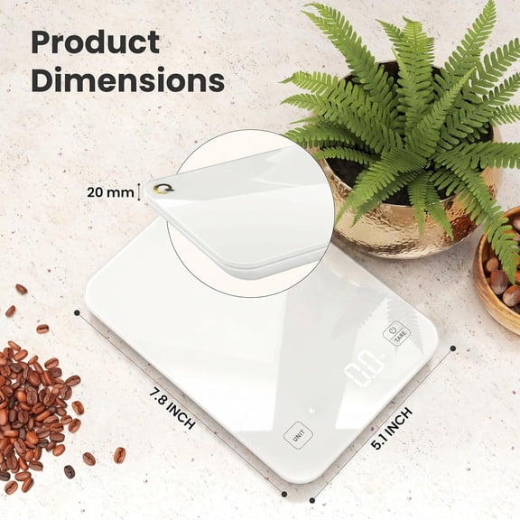 GVDCC-Food Scale with Nutritional Calculator, Waterproof LED Display Digital Kitchen Scale for Weight Loss Cooking Baking Keto Macro Diet, Calorie Counting, White Glass, 22lb/10kg