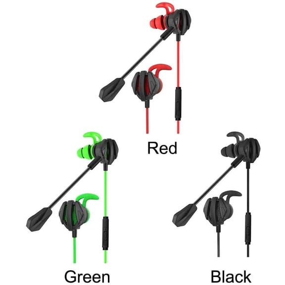 GVDCC -G6 Gaming Earbuds Wired with Dual Microphone,in-Ear Gaming Headset Headphones with Noise Cancellation,3.5mm Jack Earphones for PC Mobile Phones,for Music Video Calling(Black Green)