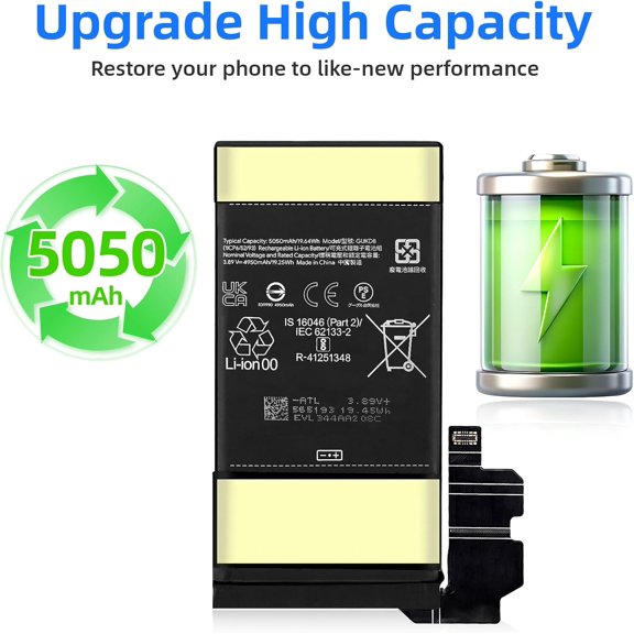 GVDCC-GUKD8 Replacement Battery Compatible with Google Pixel 8 Pro Models GC3VE, G949-00704-01 (1/CP6/52/93) Includes Repair Tools