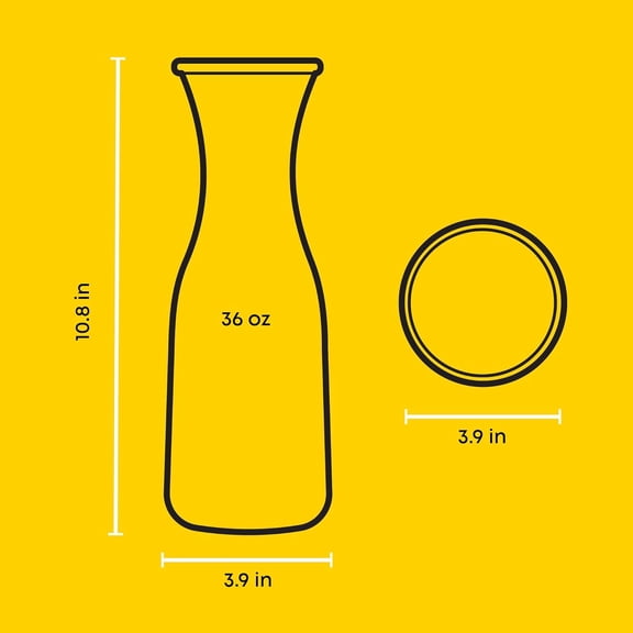 GVDCC-Glass Carafe with Lid, Set of 3 1 Liter Glass Pitcher for Mimosa Bar, Water, Iced Tea, Juice, Wine, Lemonade, Milk Dishwasher Safe Beverage Drink Dispensers for Brunch, Parties