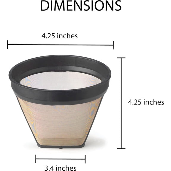 GVDCC -Gold Mesh Permanent Coffee Filter, Number 2-Size Filter, Brews 2 to 6-Cups