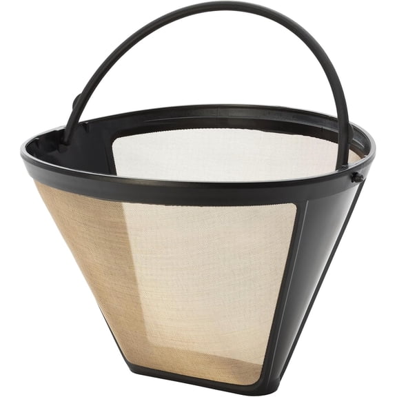 GVDCC -Gold Mesh Permanent Coffee Filter, Number 4-Size Filter, Brews 8 to 12-Cups