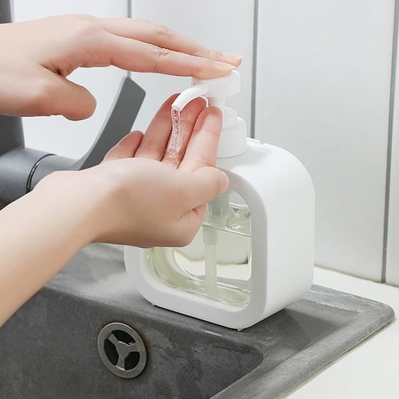 GVDCC-Hand Soap Dispenser for Bathroom, Modern Dish Soap Dispenser for Kitchen Sink, Liquid Soap Container with Pump, Clear Plastic Soap Pump Bottles (2 Packs,17oz, White)