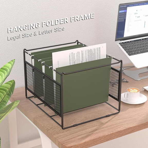 GVDCC-Hanging File Folder Frame for Legal and Letter Size,Hanging File Organizer Holder Rack Hanging Folder Rails for Filing Cabinet Desk Drawer,15.2" L x 12.4" W x 10.5" H,1 Pack