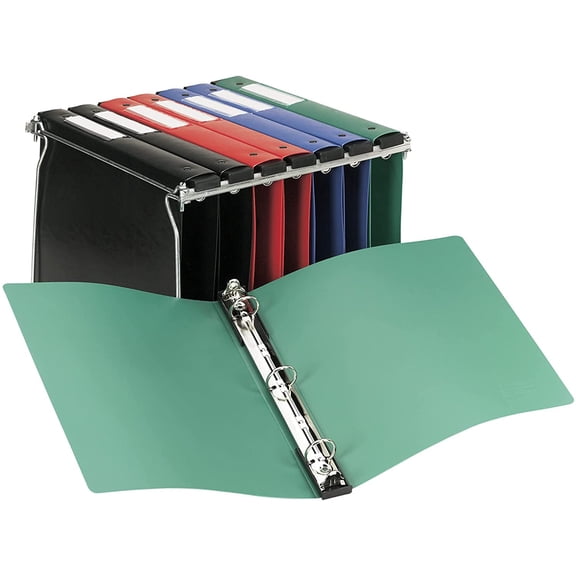 GVDCC-Hanging Storage 3 Ring Binder, 1 Inch Round Rings, 1 Green Binder (14802)