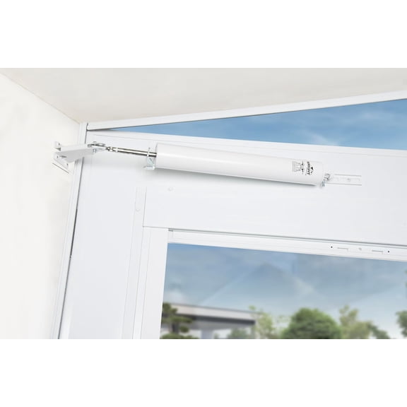 GVDCC-Heavy-Duty Pneumatic Storm Door Closer Durable, Adjustable, Quiet-Closing with Hold-Open Feature (Modern, White)