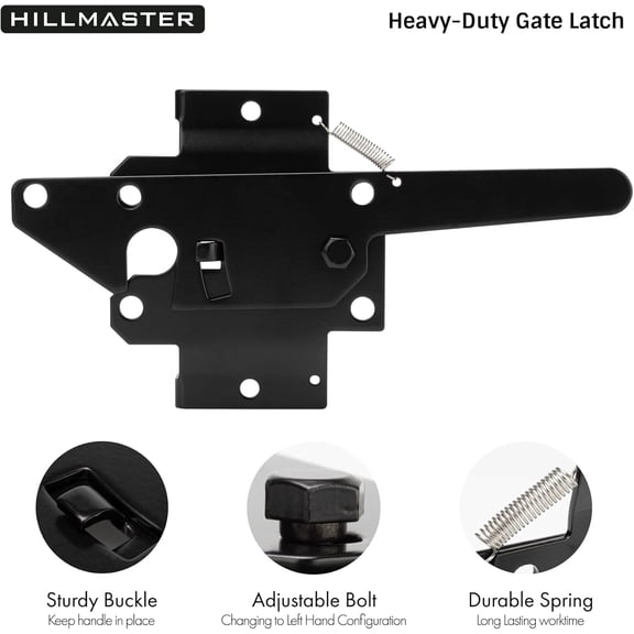 GVDCC-Heavy Duty Self-Locking Gate Latch for Wooden Fence, Post Mount Automatic Gate Lock Gravity Door Latch Hardware for Secure Pool, Outdoor Garden, Metal Gates Vinyl Fences, Black Finish
