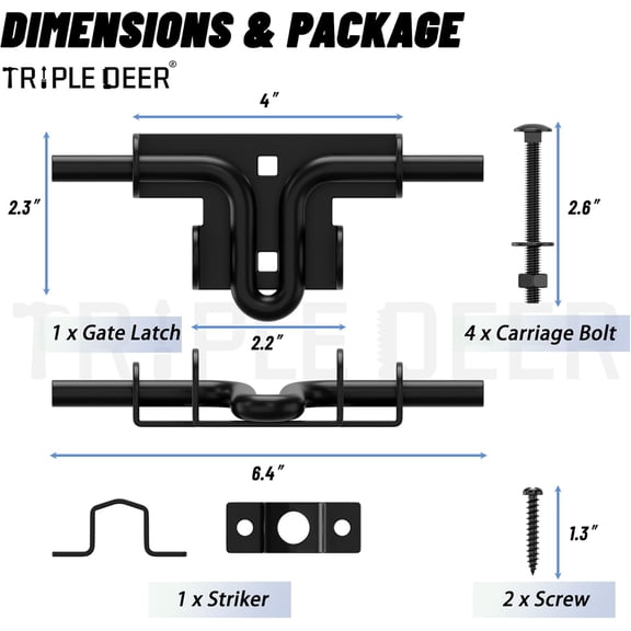 GVDCC-Heavy Duty Sliding Bolt Gate Latch with Padlock Hole & Carriage Bolt, Slide Bolt Hardware for Wooden Fence/Yard Fence/Shed Door/Barn Door, Black, 1 Pack