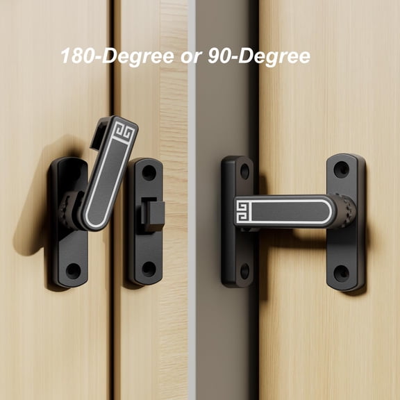 GVDCC-Height-Adjustable Flip Latch Lock 90/180 Degree Sliding/Swinging Door Lock Latch Bolt for Barn Garage Garden Fence Gate Shed Window Cabinet Patio Screen French Door Upgraded (Black)