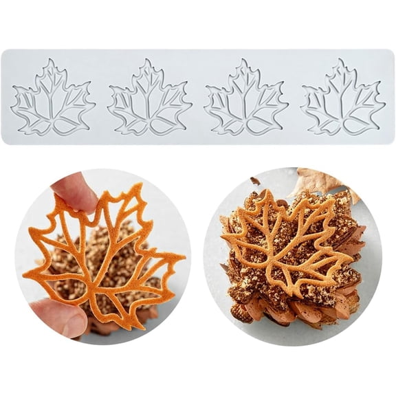 GVDCC-Hollow Out Maple Leaves Lace Silicone Impressing Mold Mat Fondant Cake Sugar Mould Cooking Tools Decorating Tools Diy Moulds (H_ Maple Leaves)